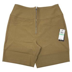 Danielle Bernstein Womens Zippered Casual Biker Shorts, Beige, Size 8